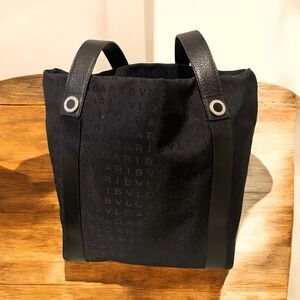 Vintage Bvlgari Charcoal Tote with Coordinated Pouch and COI included.